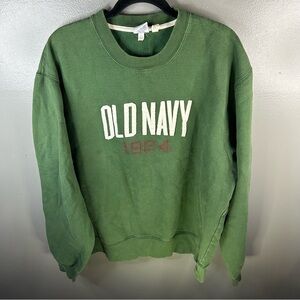 Vintage Y2K Old Navy Spellout Logo Green Pullover Crewneck Sweatshirt Size XL